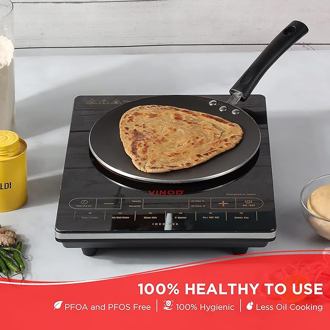 Vinod Zest Aluminium Non Stick Flat Multi Tawa - 28 cm | Roti/Chapati Tawa | 4mm Thick, 3 Layer Coating