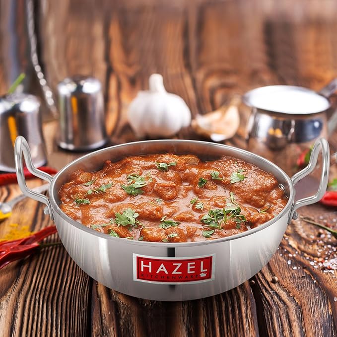 Hazel 4 mm Aluminium Kadhai Kadai Karahi Vessels for Cooking Deep Frying Kadai