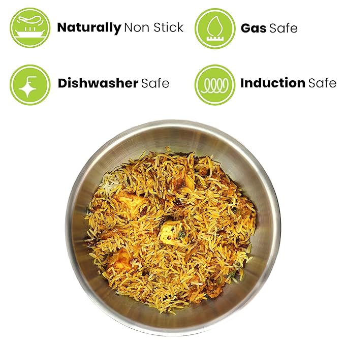 Allo Triply Stainless Steel Tasla Ideal Tasla for Curry Stir-Fry Deep-Fry Kadhai 34cm 7.5 litres