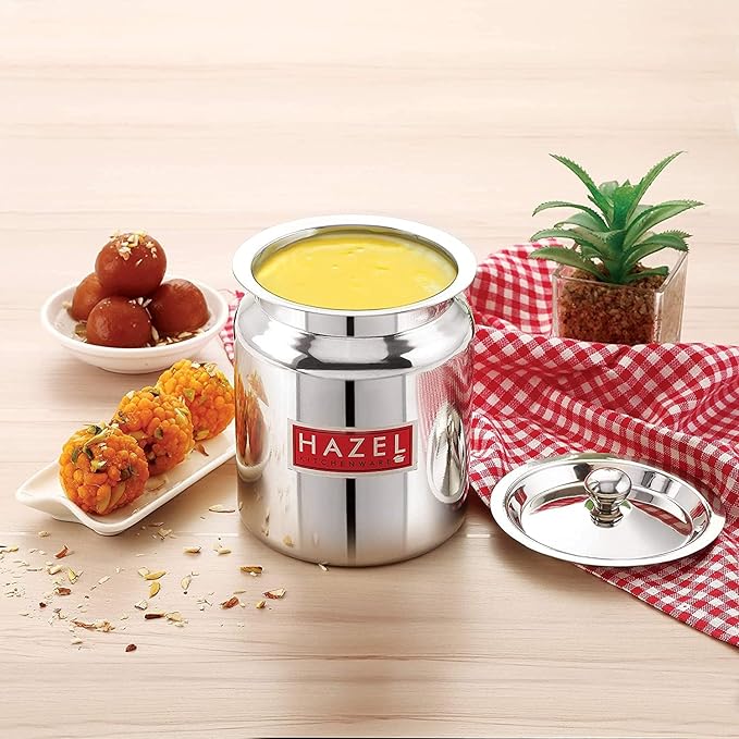 Hazel Stainless Steel Oil and Ghee Air Tight Container 1100 ml Oil Pot Container for Kitchen Storage