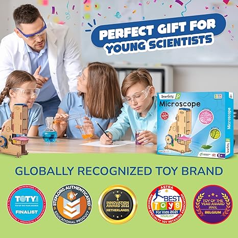 Smartivity Microscope 100x Zoom Toy for Kids Age Birthday Gifts Stem Wooden Construction Game