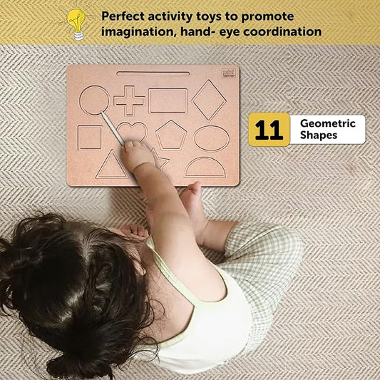 Mini Leaves Wooden Tracing Board Geometric Shapes | Pre-writing Early Practice Board for Kids 2+ Years