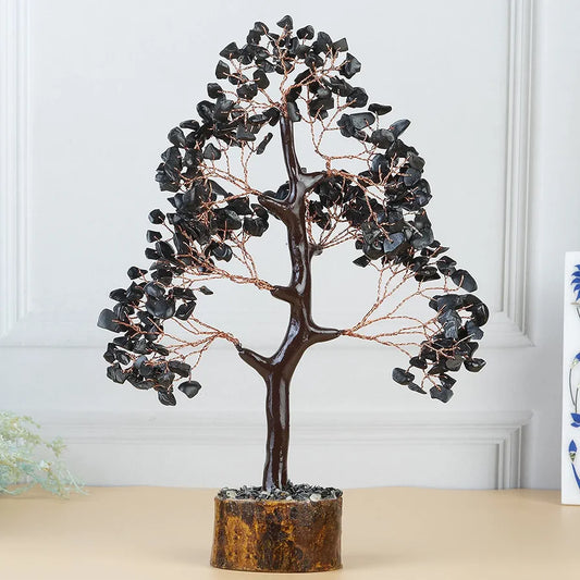 HindCraft Black Tourmaline Crystal Tree Copper Wire 10-12 inch