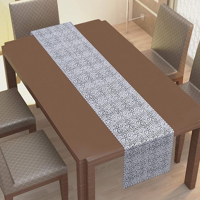 Texstylers Canvas Block Printed Jaipuri Rajasthani Pattern Table Runner 16x72 Inch