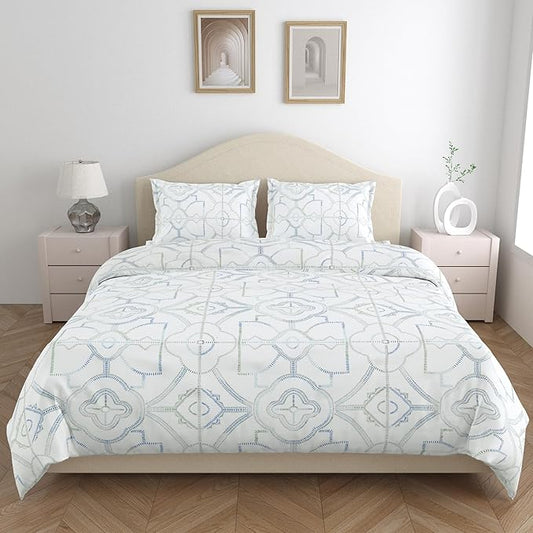 Haus & kinder Cotton Bed Sheet for King Size Bed (108 X 108 Inches) with 2 Pillow Covers | 186 TC Bedsheet Abstract Serenade