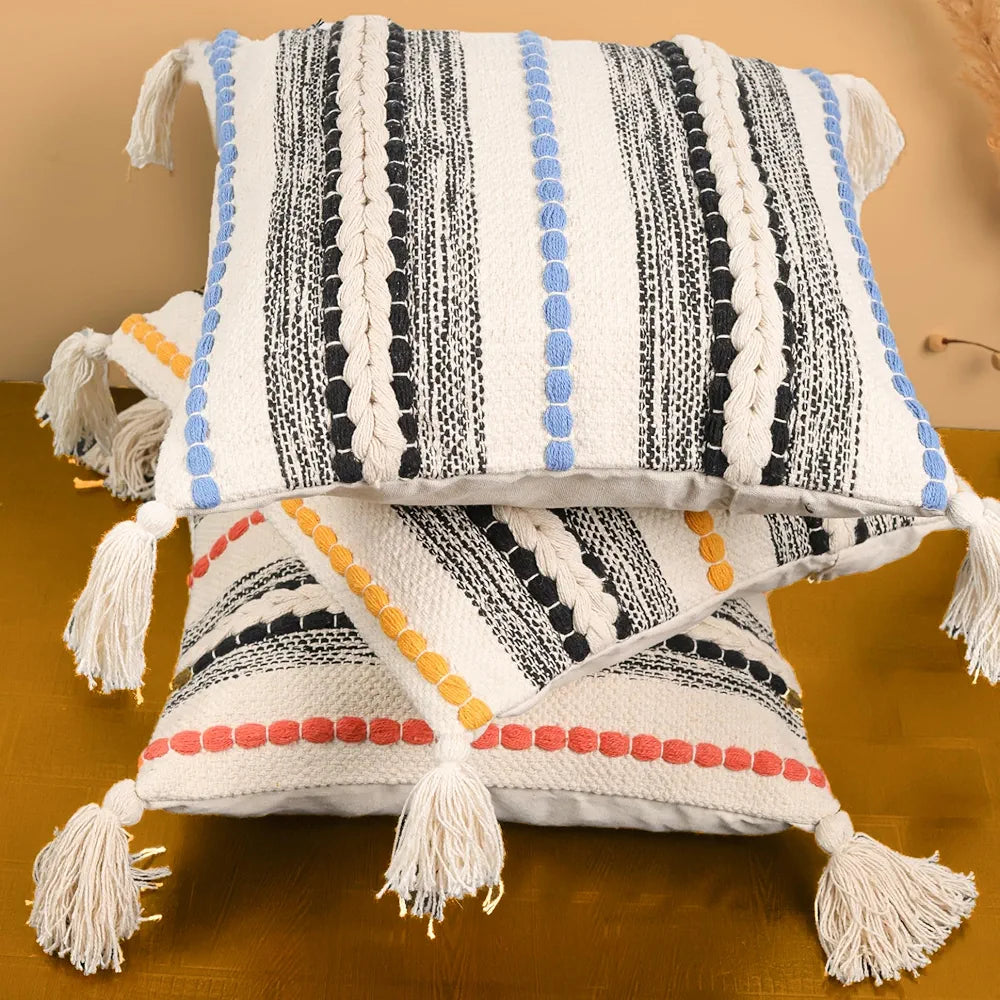 Sajavat Home Cotton Cushion Cover Colour Beige & Orange
