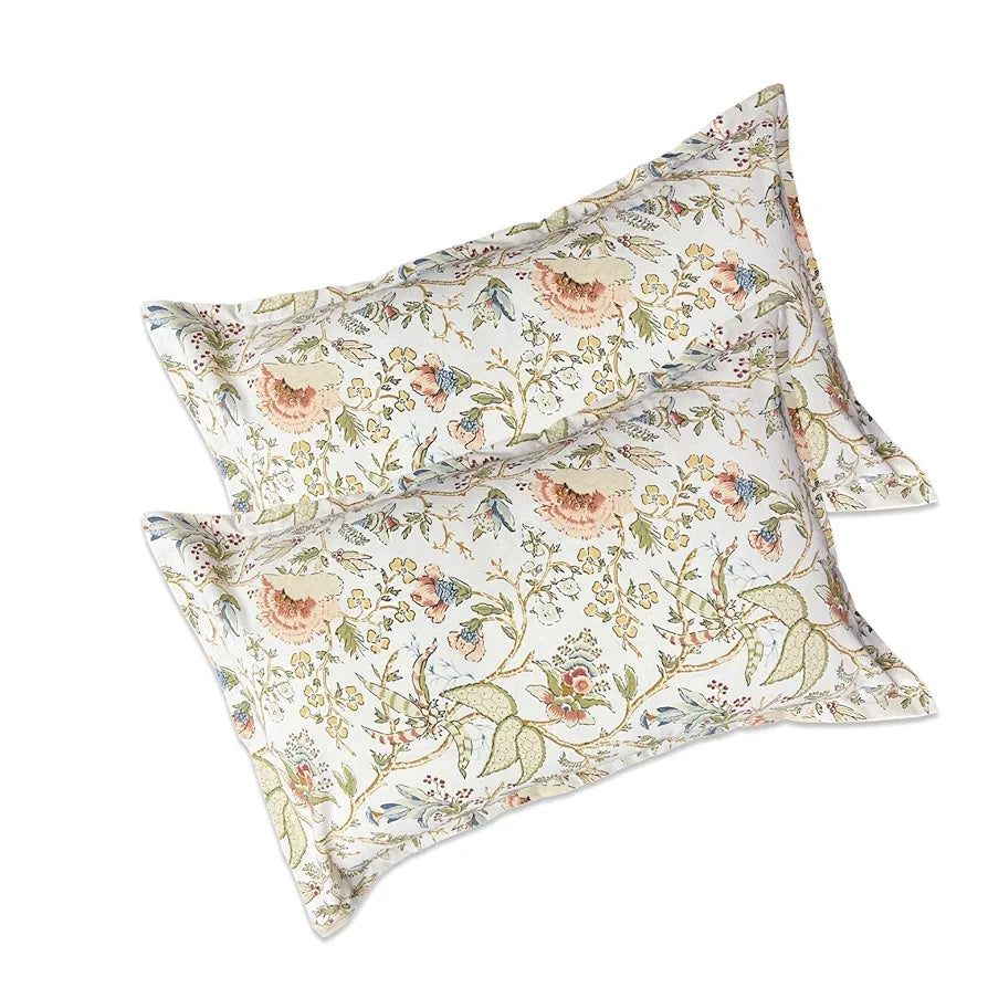 Sajavat Home 100% Pure Cotton King Size Bedsheet Set with 2 Pillow Covers Colour Beige & Floral