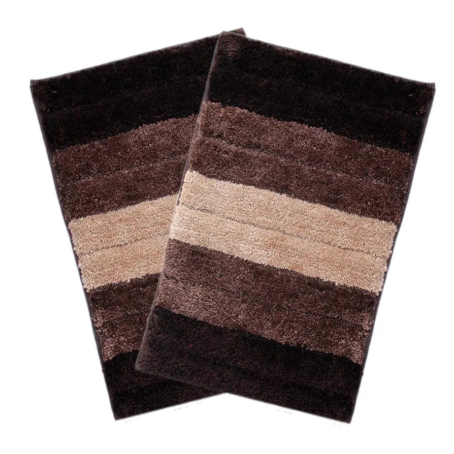 Luxe Home International Microfiber Rectangular Bath mat Soft Anti Slip Skid Luxury Mats 40X60 Cm Colour Walnut (Pack of 2)