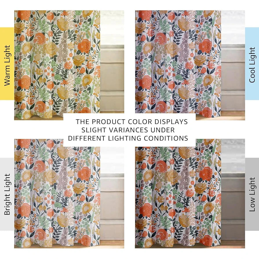 Cloth Fusion Blackout Printed Premium Door Curtains 8 Feet Long Set of 2 White Roses