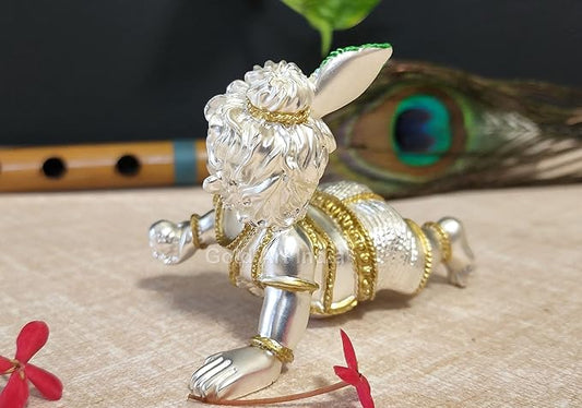 Gold Art India Laddu Gopal Idol Big Size Lord Krishna Bal Gopal Thakur JMurti Gopal ji Matte Silver