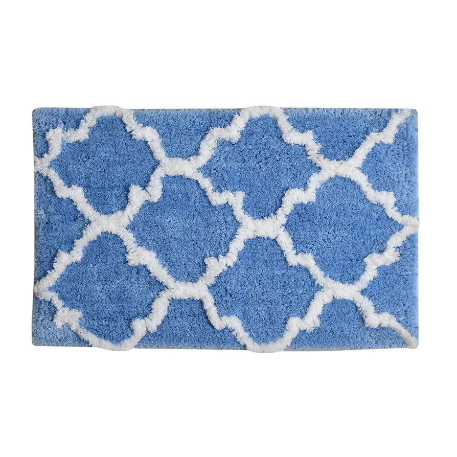 Aerohaven Glorious Super Soft Microfiber Abstract Moroccan Designer Anti Slip Bathmat Aqua Colour