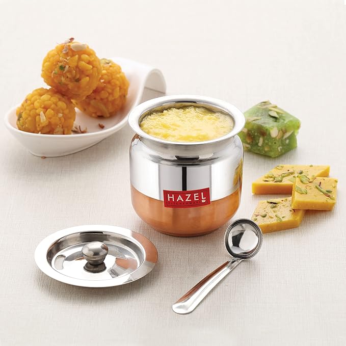 Hazel Stainless Steel Oil and Ghee Container with Spoon for Kitchen 300 ml Multipurpose Oil
