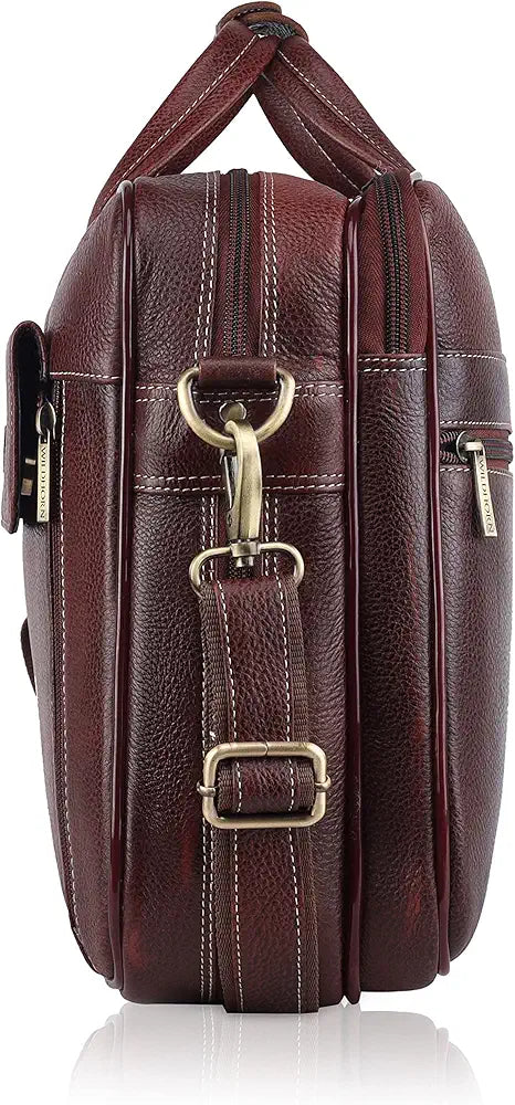 WildHorn Leather Laptop Bag for Men I Fits Upto 15.6 Inch Laptop/MacBook I Padded Laptop Compartment I Carry Handles with Adjustable Strap I DIMENSION : L-16 inch W-4 inch H-12 inch
