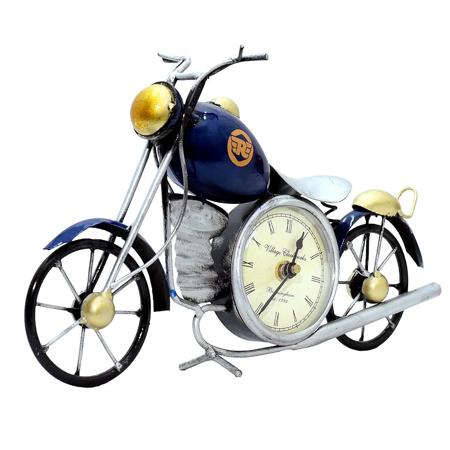 Kraftskala Vintage Royal Bullet Motor Bike with Antique Clock Blue