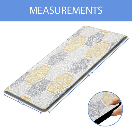 Luxe Home ColumboAnti-Fatigue Kitchen Mat Non-Slip Cushioned Comfort Mat Hexagonal Tile Pattern Standing Desk Mat Colour Honeycomb