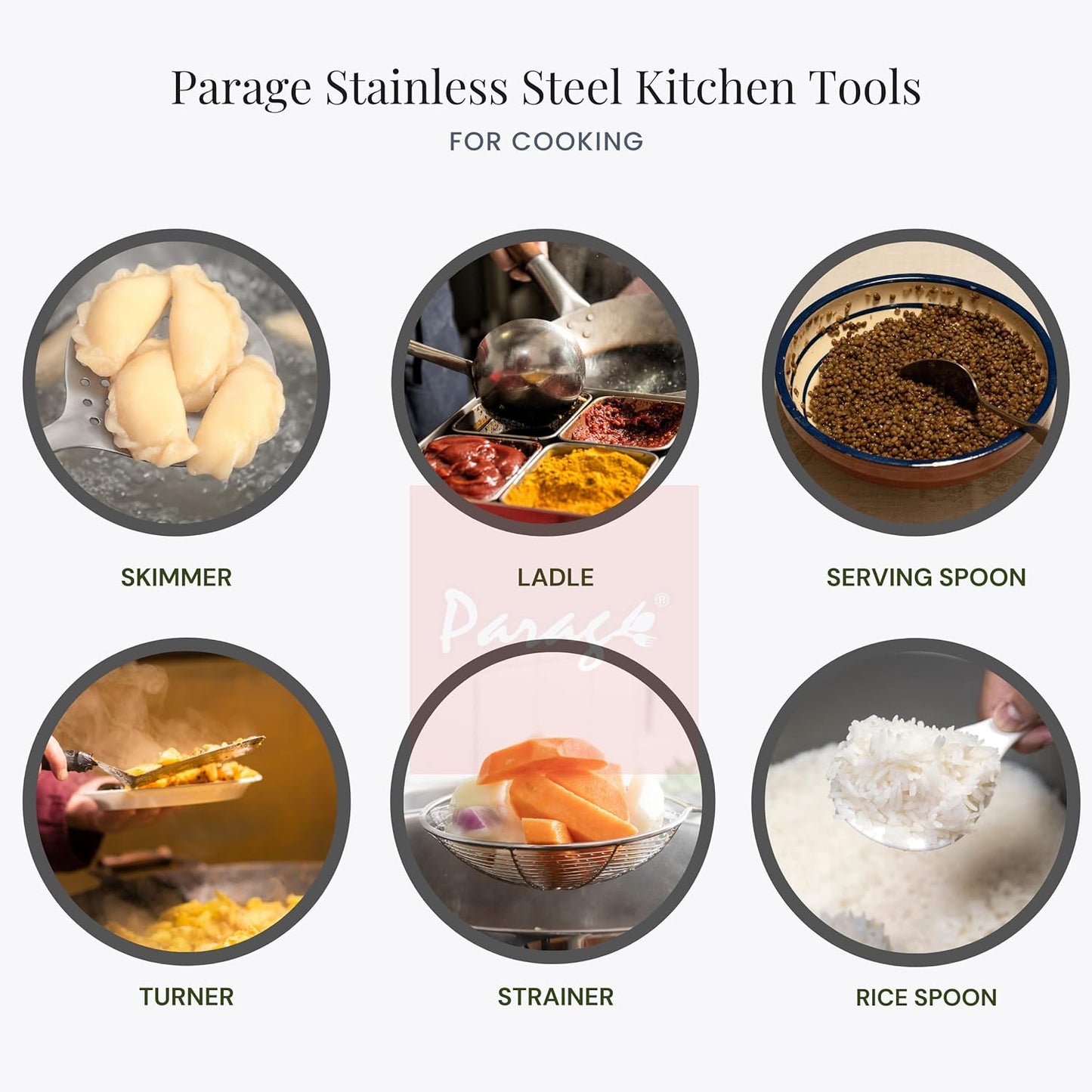 Parage Stainless Steel 10 Pieces Cooking Spoons Set | Kitchen Cooking Essential Set for Home