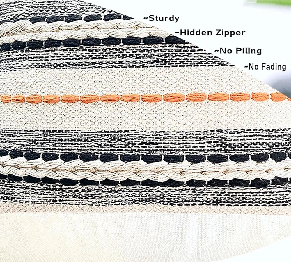 Sajavat Home Hand-Knitted Pure Cotton 3 Seater Sofa Throw & Cushion Cover Colour Beige Throw & Multi Cushion