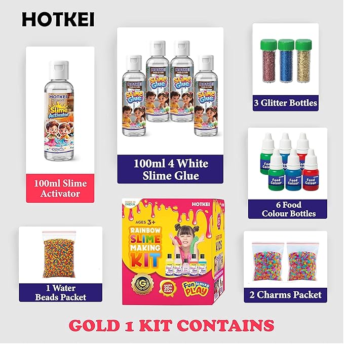 Hotkei Make Rainbow Slime 20+ Slimes Multicolor Scented Diy Magic Toy Making Kit - 100 ml Each