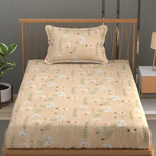 Fresh From Loom Microfiber Soft Cotton Bedsheet for Single Bed 1 Pillow Cover 200 TC Multicolor Rodeo Dust