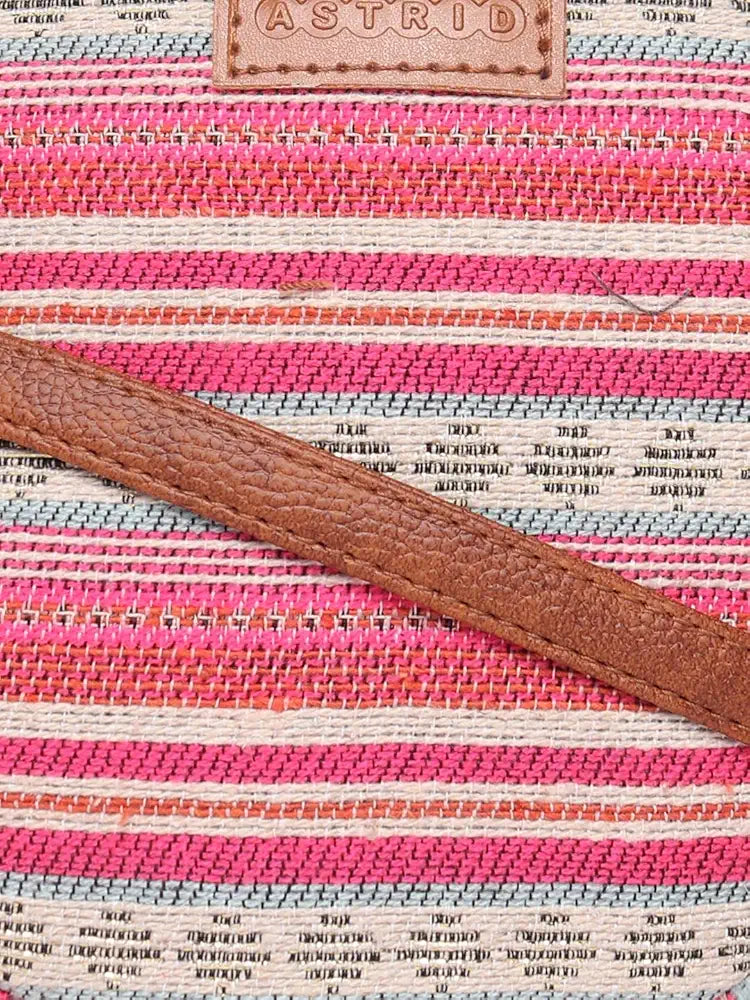 Astrid Round Textured Sling Bag For Girls With Zip Colour Pretty Pink