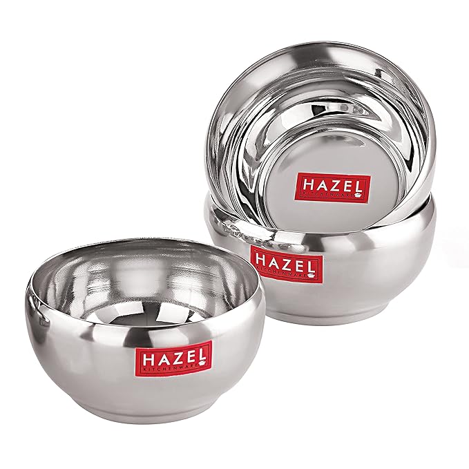 Hazel Stainless Steel Serving Bowl Bowl for Dessert Cereal Smoothie Steel Katori for Serving 200 ml Silver