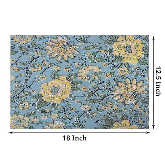Texstylers Pure Cotton Block Printed Jaipuri Placemats Napkins and Table Runner Set