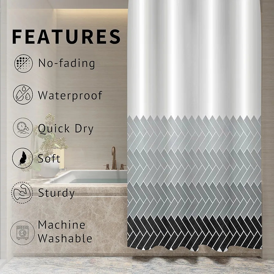Homethreads Embrace Luxury with Our 6-Feet Long Premium Polyester Shower Curtain with 12 Hooks for a Lavish Bathroom Gray Colour