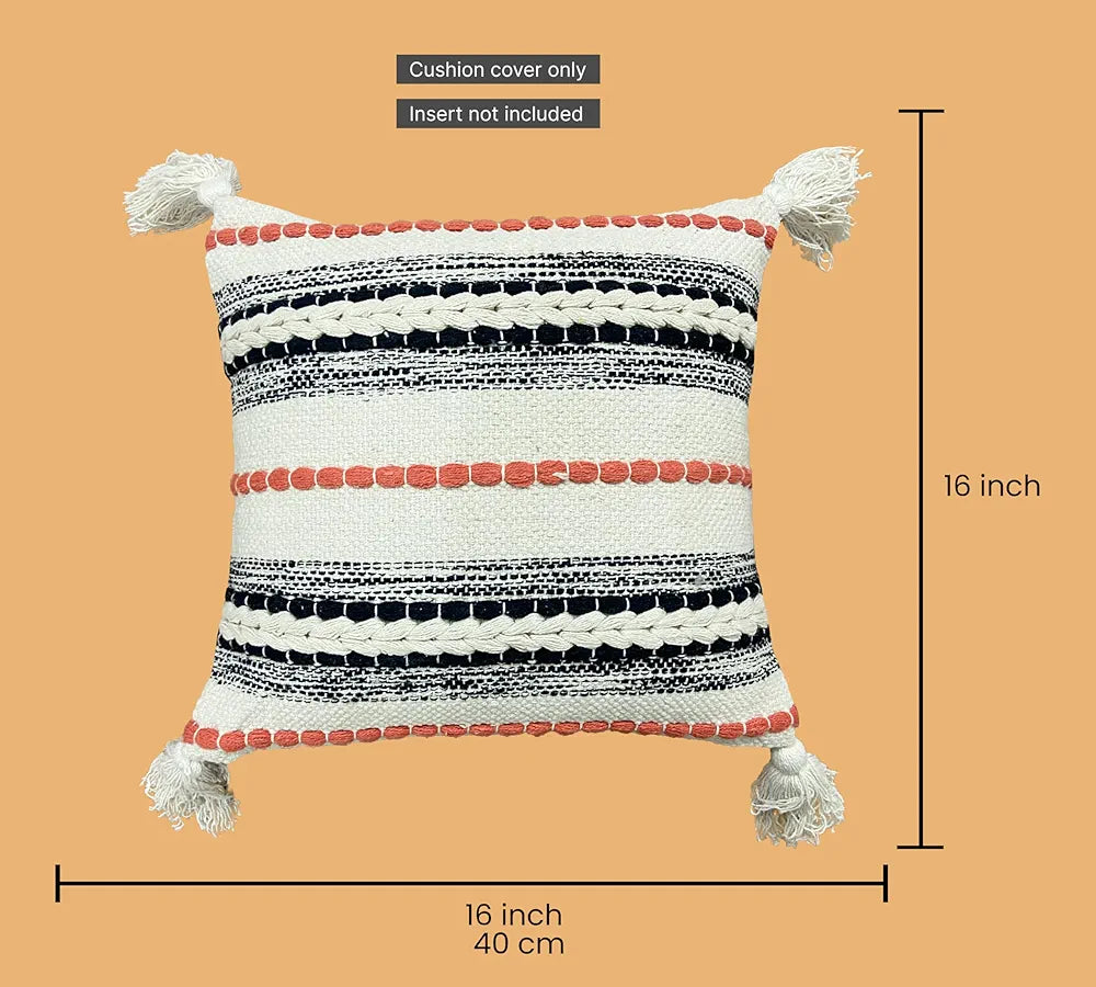 Sajavat Home Cotton Cushion Cover Colour Beige & Orange