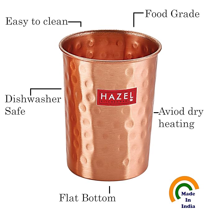Hazel Hammered Finish Copper Glasses Amrapali Tumbler Set of 3
