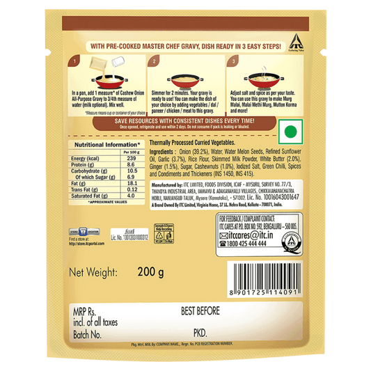 ITC Master Chef Onion Cashew All-Purpose Gravy - 200 gms