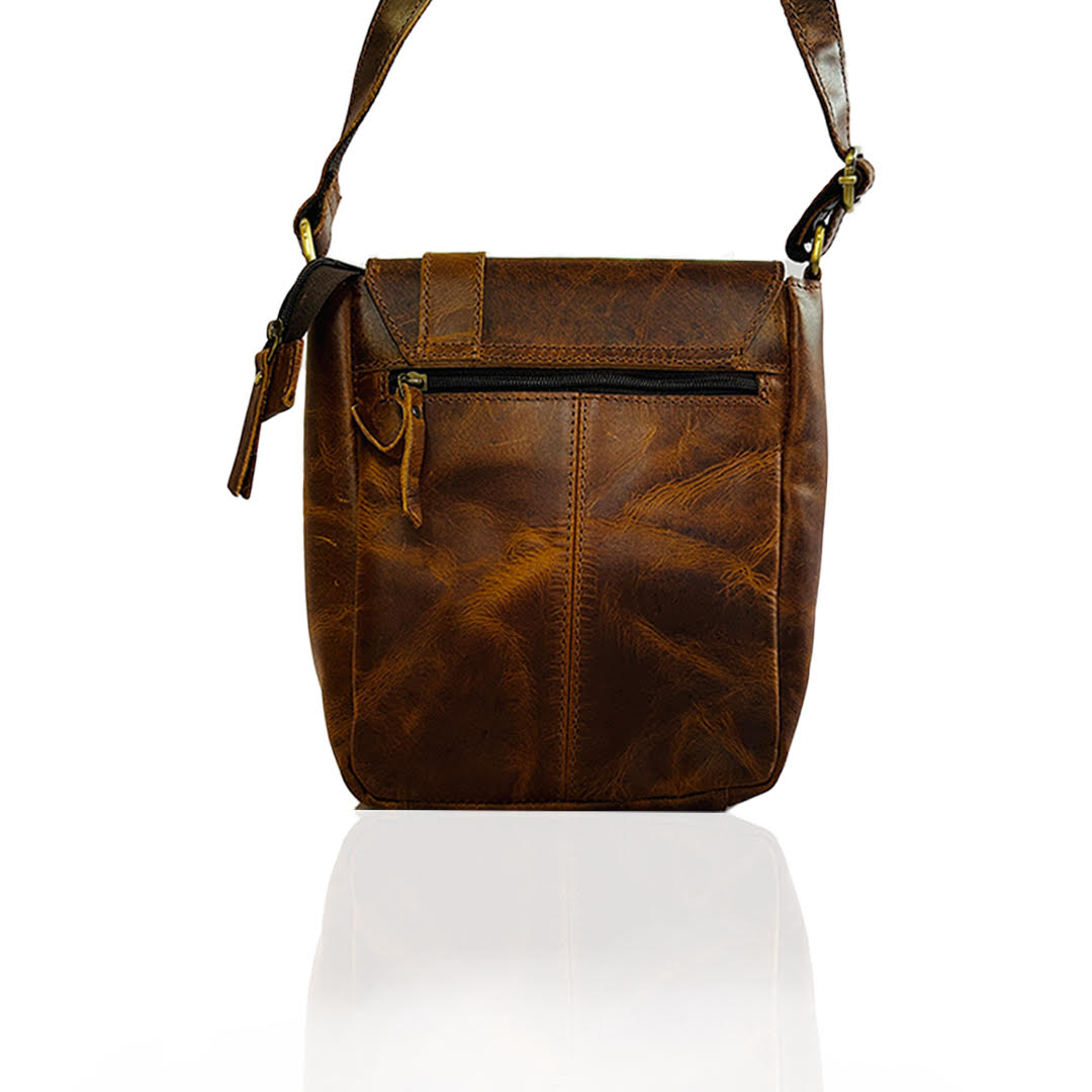 Craftshades – 9 Inch Buffalo dark brown Leather Sling Bag | 100% Genuine Leather