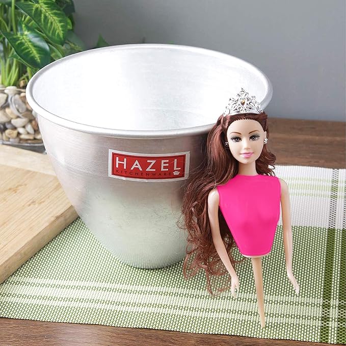Hazel Aluminium Doll Frock Cake Pans Mould Large 19.5 cm X 16.5 cm with Doll