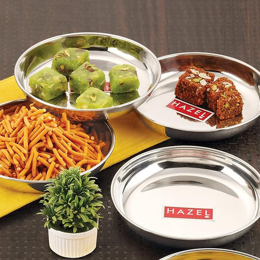 Hazel Premium Steel Serving Plate Set of 4, 19 cm X 2 cm