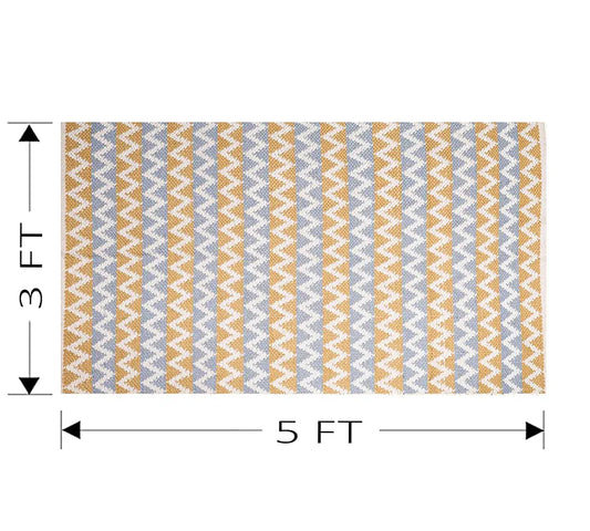 Sajavat Home Cotton Rectangular Floor Rug Colour Yellow