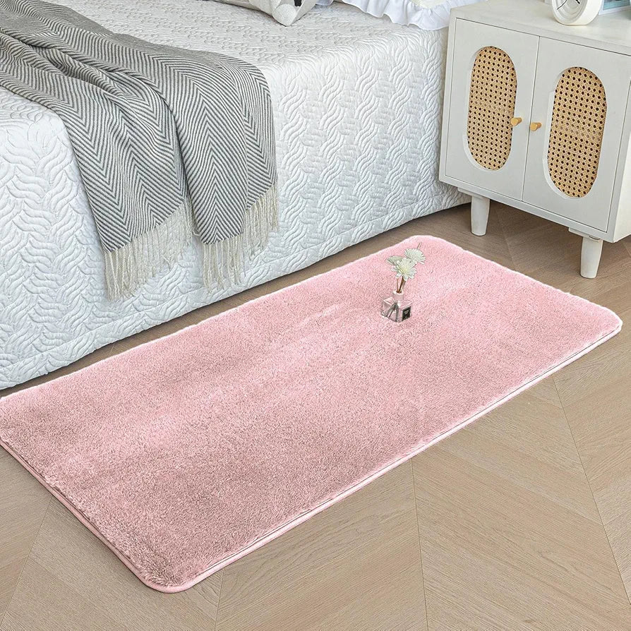 Luxe Home International Rectangular Bath Mat Super Soft Anti Skid Rabbit Fur Bathroom Mats Rug Colour Peach