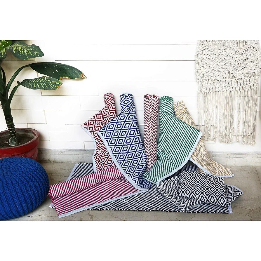 The Home Talk Weaved Cotton Carpets Contemporary Decorators Area Rugs Yellow