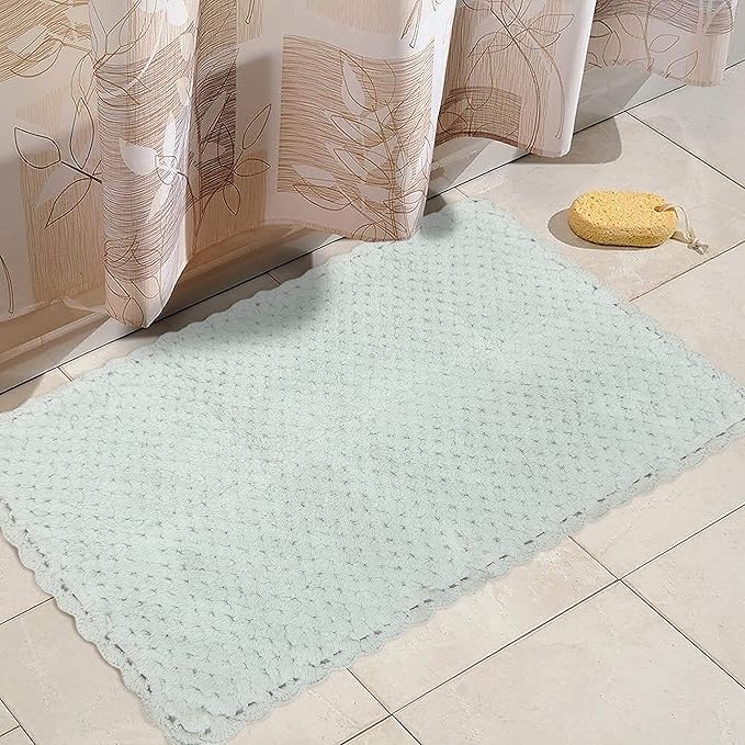 The Home Talk Cotton Bathmats Water Absorbent Runners Regular Striped Rugs Floor Mats