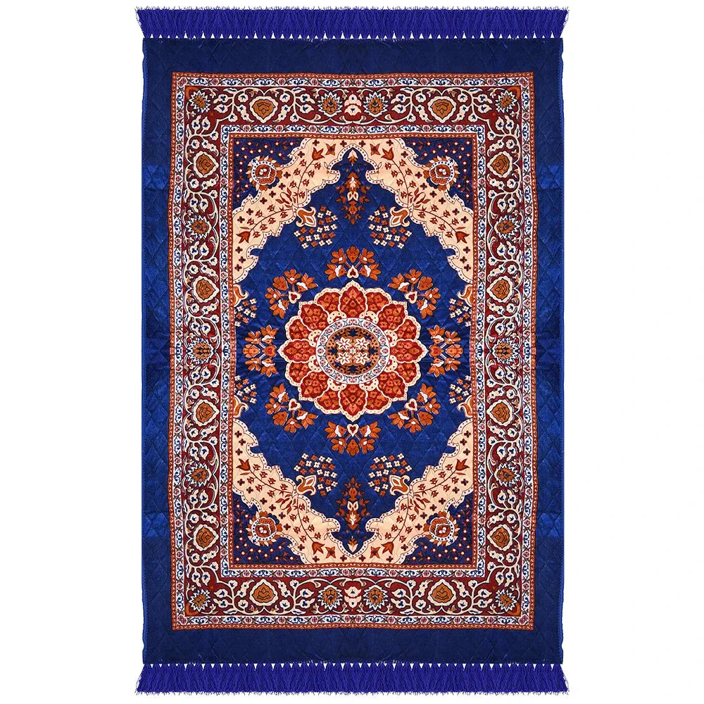 Kuber Industries Carpet Velvet Carpet-Rug for Home Décor Carpet Rug for Bedroom Blue