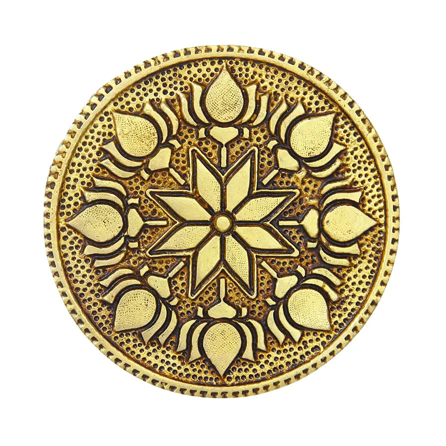 anciently Round Chowki | Pooja Chowki Round Brass, Gold Colour, 1 Piece