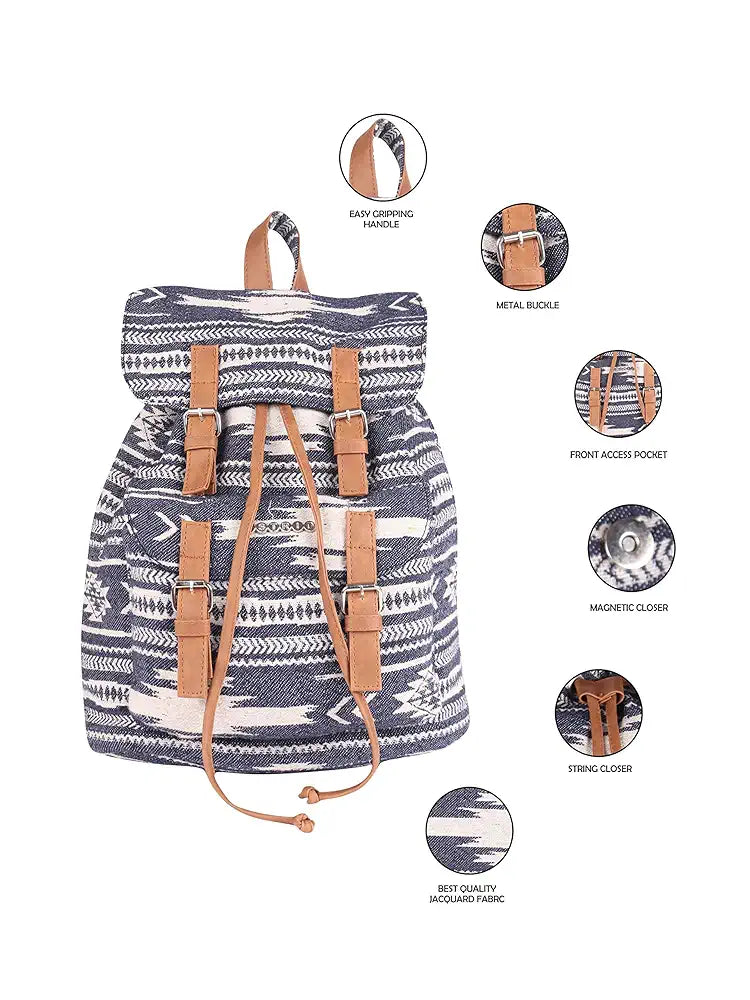 Astrid Canvas Girls Backpack Medium Size Colour Black