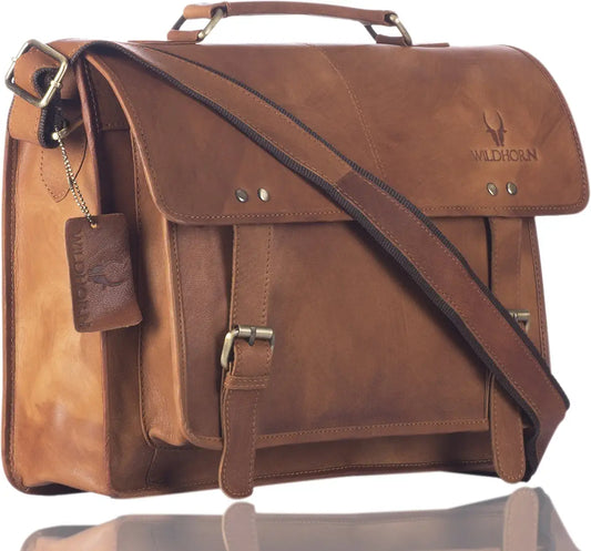WildHorn Genuine Leather 15 INCH Laptop Messenger Bag DIMENSION : L-15 inch W-4 inch H-12 inch