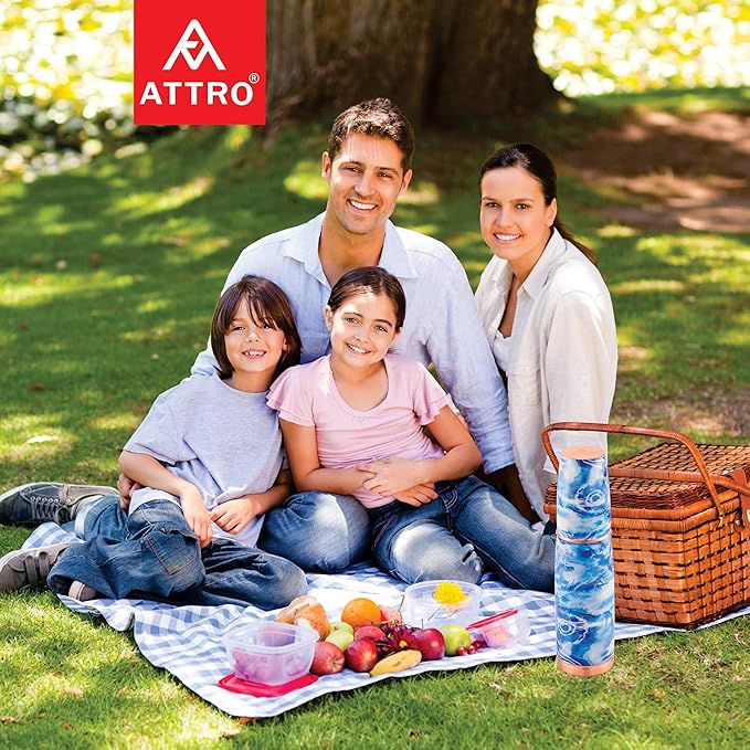 Attro Aarogyam Jal 1000ml Blue Ocean Designer Joint less Copper Water Bottle