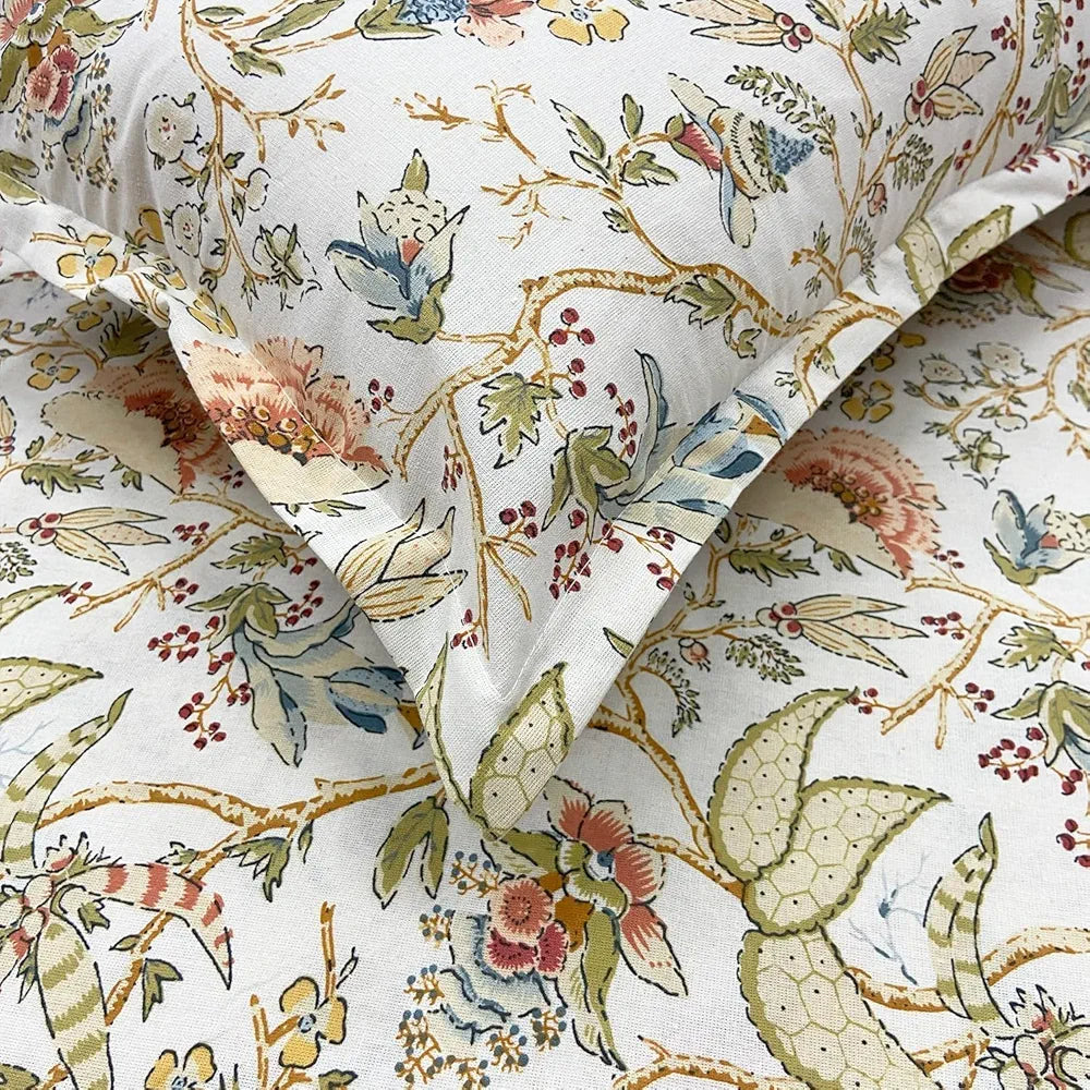 Sajavat Home 100% Pure Cotton King Size Printed Bedsheet Set with 2 Pillow Covers Colour Mustard Yellow