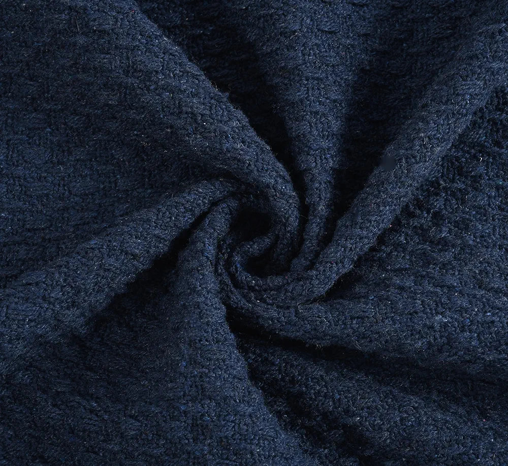 Sashaa World Weaved Navy Cotton Throw Colour Weaved Navy