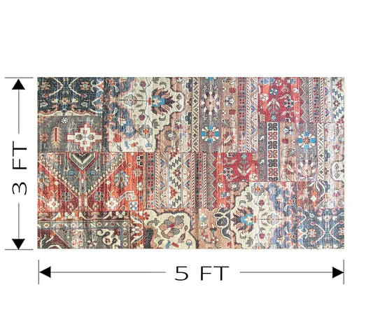 Sajavat Home Cotton Printed Rectangular Floor Rug Colour Red Multi