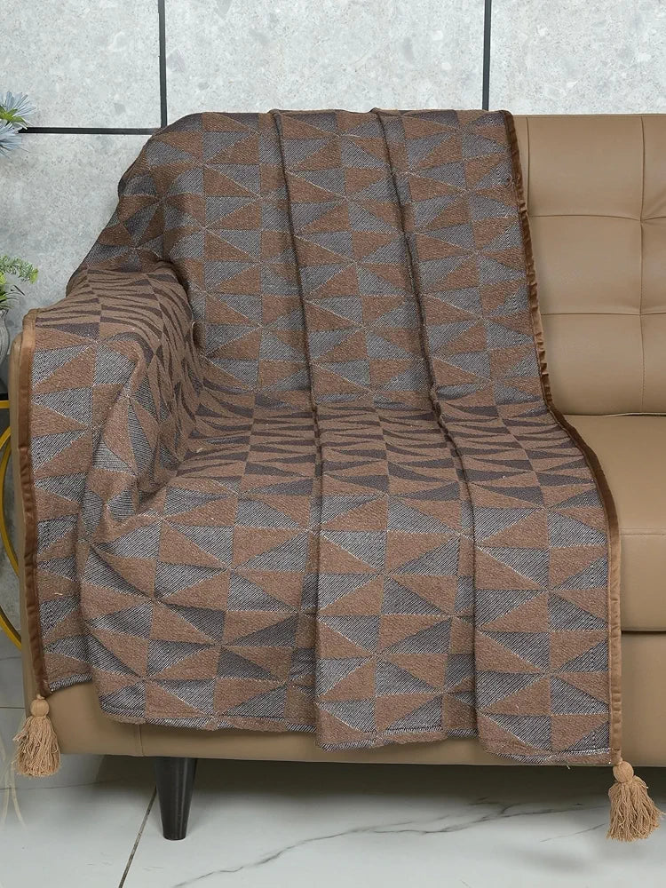Saral Home Soft Microfiber 1 Seater Sofa Cover Throw Colour Lt.Brown