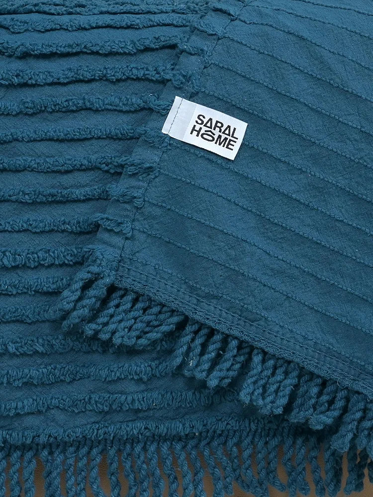 Saral Home Barkha Stripe Cotton 2 Seater Sofa Throw Colour Blue