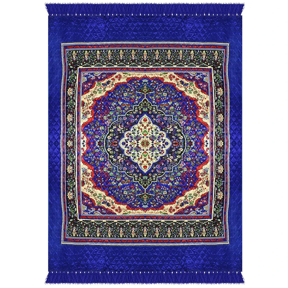 Kuber Industries Carpet Velvet Carpet-Rug for Home Decor Carpet Rug for Bedroom Blue