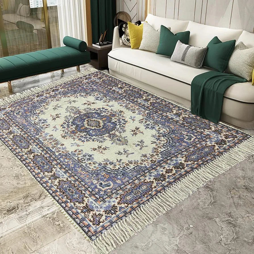 Sajavat Home Cotton & Jute Printed Rectangular Floor Rug Colour Purple
