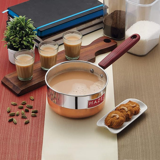 Hazel Steel Sauce Pan Alfa Premium Heavy Gauge Tea Pot 700 Ml Stainless Steel